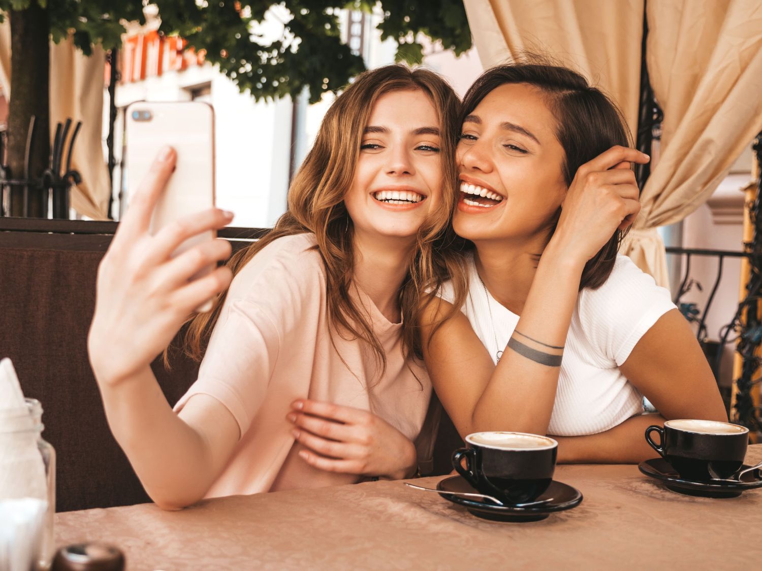 Two Young Girl Smiling.